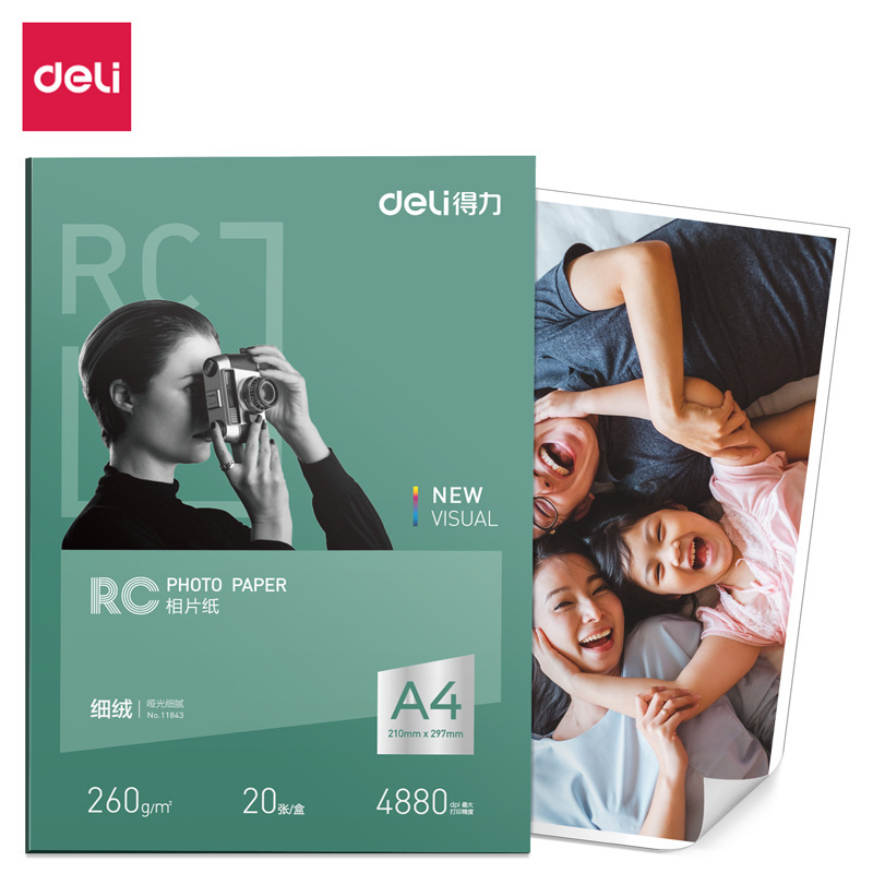 Deli Photo Paper A4/4R Fine Velvet Rc Photo Paper 260g Classy Matte Colorful Inkjet Printer Photo Paper