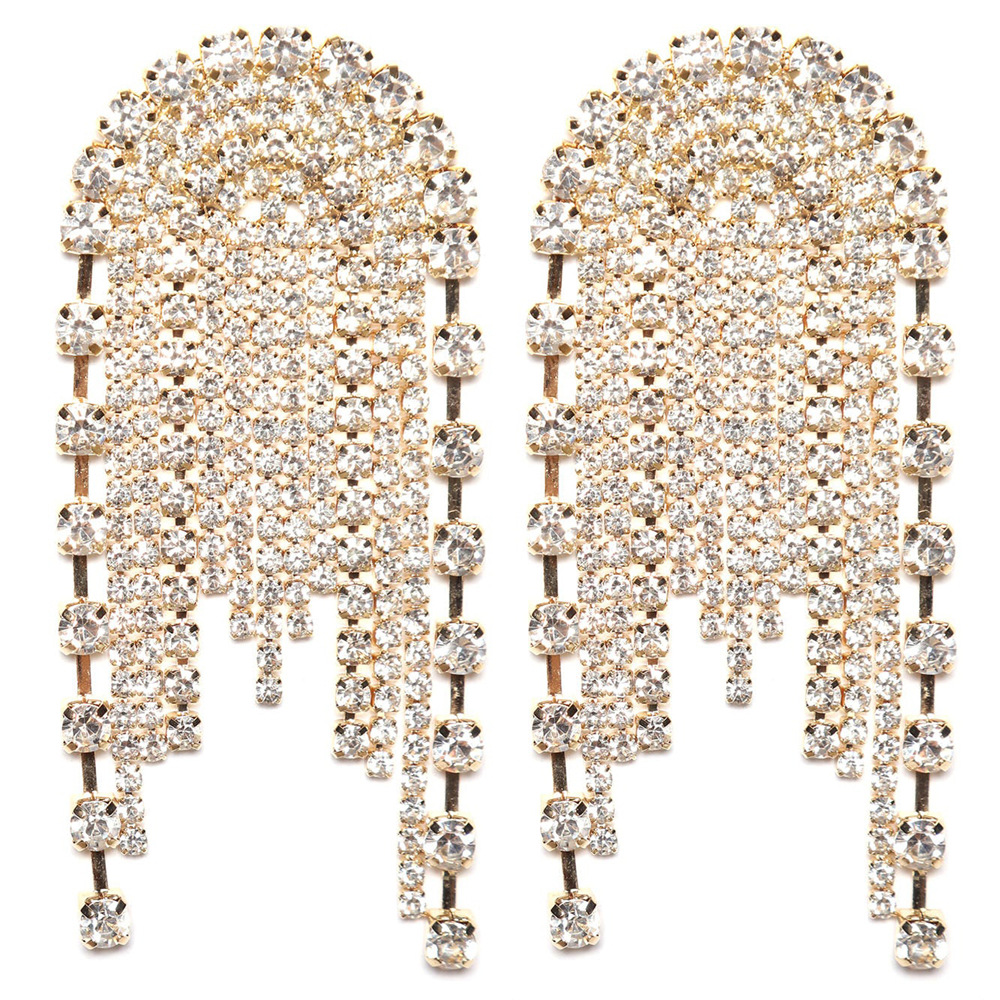 Luxurious Geometric Copper Plating Rhinestones Earrings 1 Pair