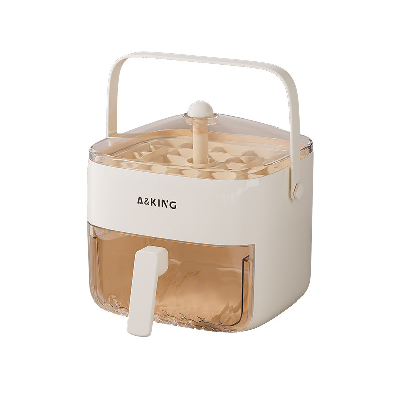 Presione la rejilla de hielo para congelar el molde de cubitos de hielo, refrigerador doméstico, artefacto de fabricación de hielo, caja de almacenamiento de hielo de gran capacidad, grado alimenticio, doble capa con tapa