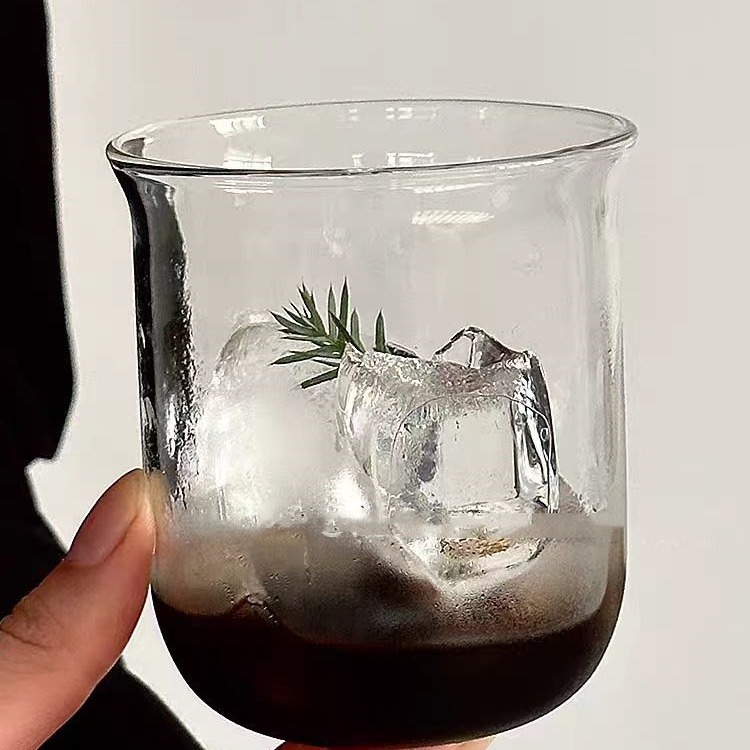 扩口圆底杯加厚高硼硅玻璃防爆耐热可爱拿铁咖啡杯300ml礼品水杯