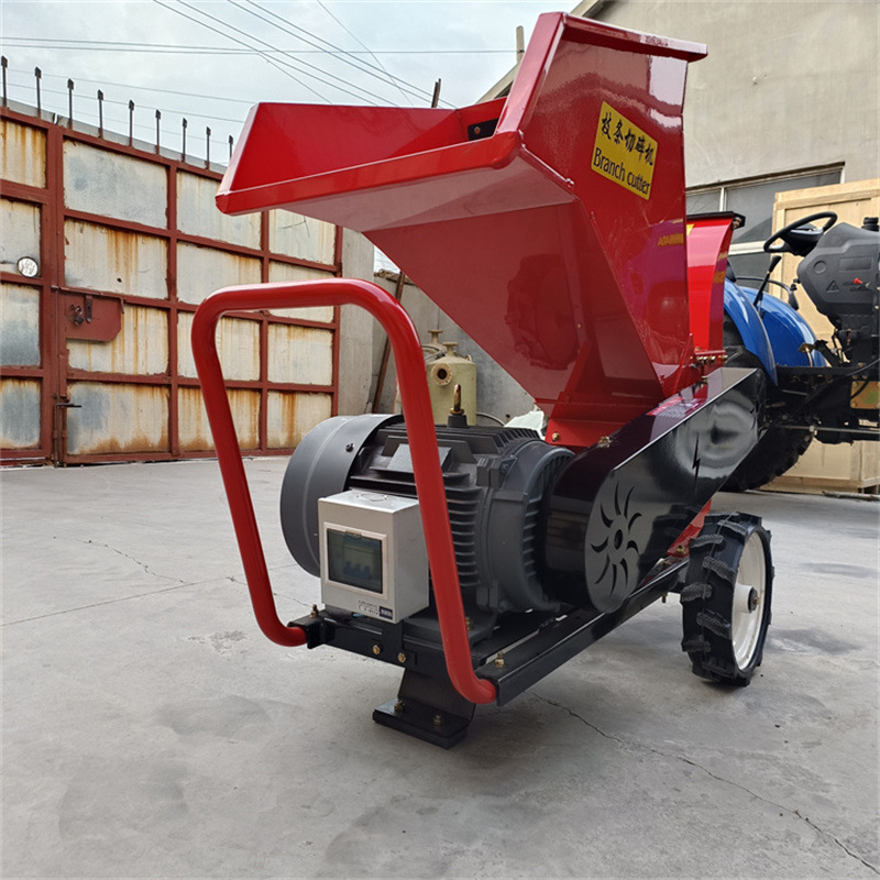 电动大口径树枝粉碎机 手推式可移动碎枝还田机 木头枝杈打碎机
