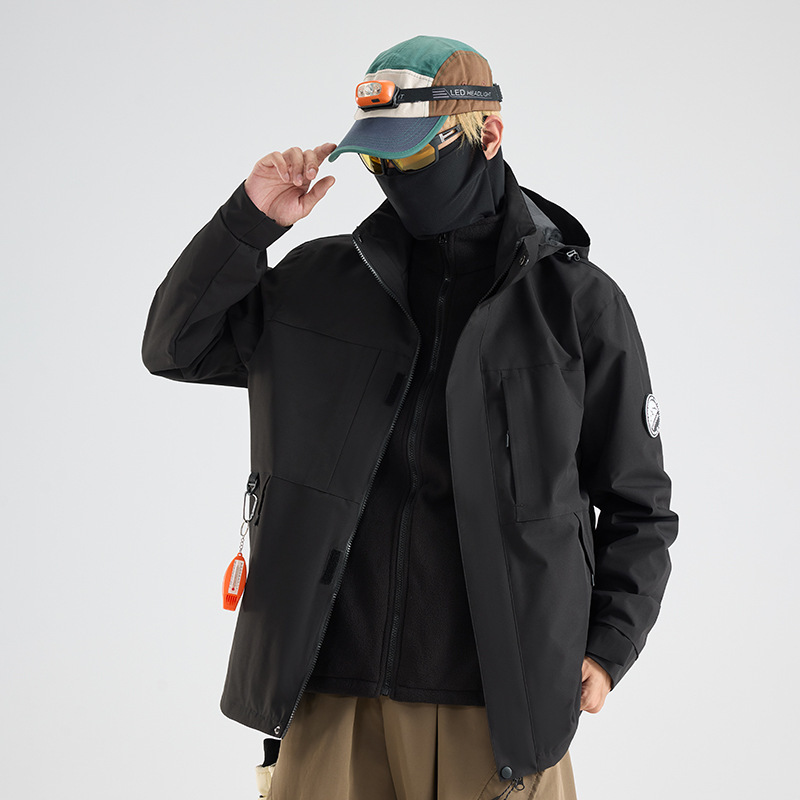 OOTD户外骆陀同款冲锋衣女登山服抓绒内胆防风防水三合一外套潮牌|undefined