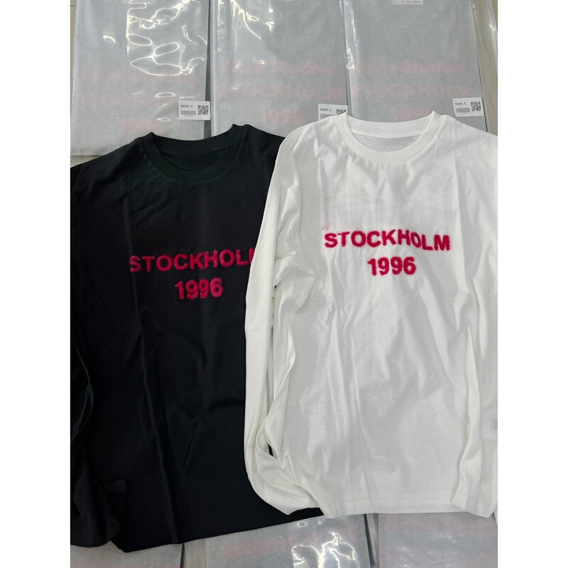 26Ss Nanyou Haute Couture/Boutique Niche 1996 Series New Year Limited Edition Flocked Letter Long Sleeve T-Shirt Top
