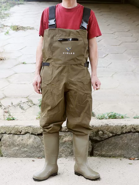 PVC wading pants, waist-high, thickened with velvet lining, full-body rain pants with integrated rain boots, one-piece waterproof suit, wading clothing