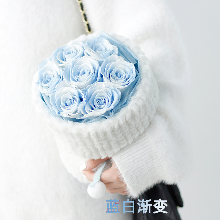 Ramo de rosas, flores secas, Día de la Madre, regalo de cumpleaños para niña, producto terminado, regalo de San Valentín, flor eterna, arte floral en degradado