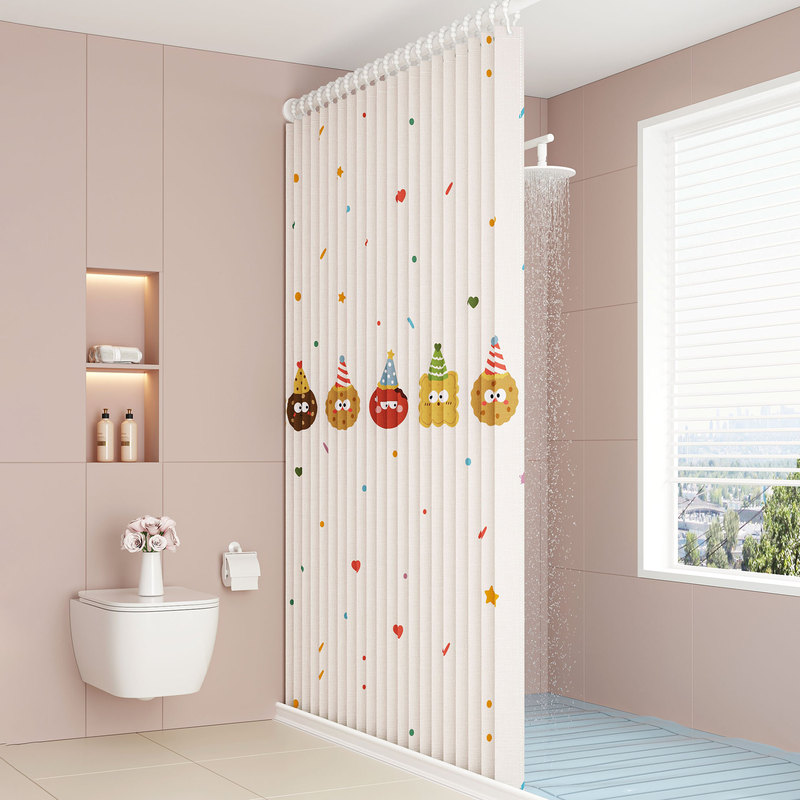 No-Drill Folding Shower Curtain for Bathroom, Wet and Dry Separation Partition Curtain, Waterproof, Mildew-Proof, Thickened, Faux Linen Bathroom Curtain