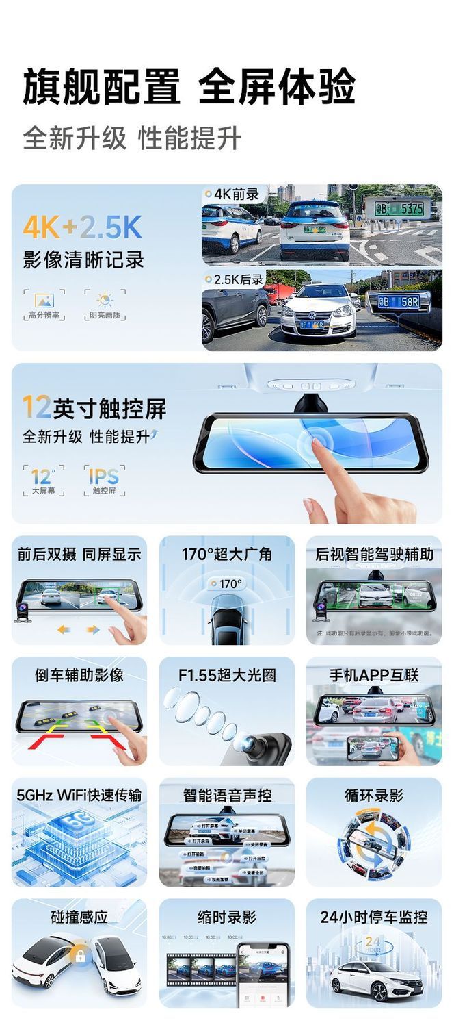 Lndu Lingdu Dash Cam 4K High-Definition Dual-Lens Front and Rear Streaming Video Wireless Backup Camera 2026 New Model
