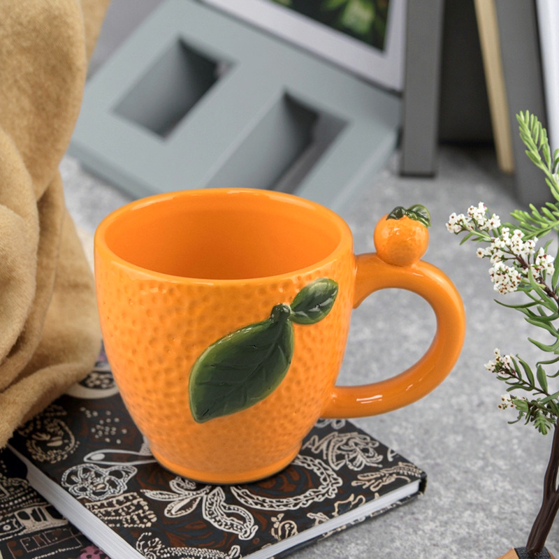 Creatividad transfronteriza encantadora cerámica fruta naranja taza de cerámica taza de cerámica artesanía decoración de mesa de la sala de estar