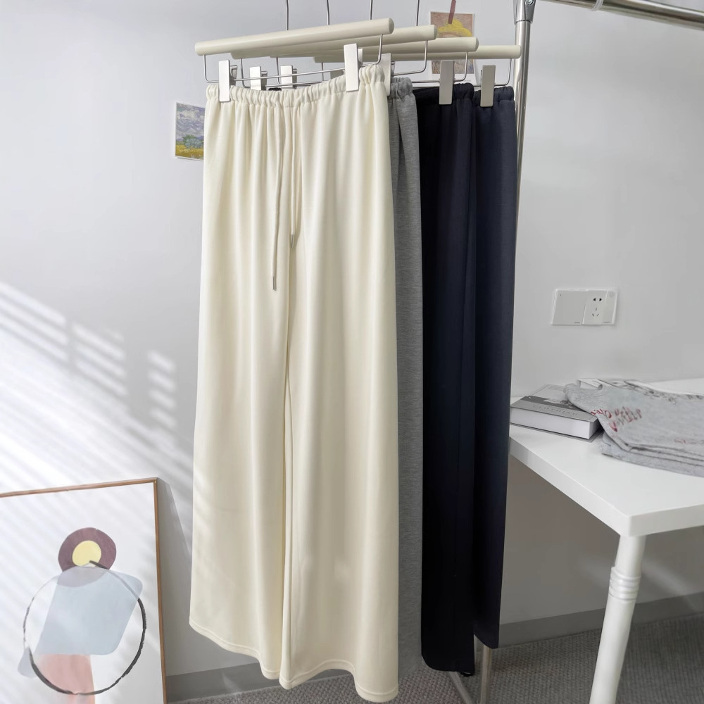 2026 Spring/Summer Air Layer Cupro Silk Super Comfortable Casual Wide-Leg Pants for Women, Korean Style, Slimming Straight-Leg Floor-Length 5455