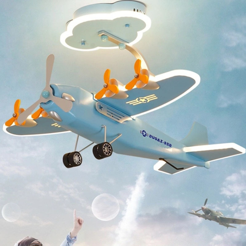 Creativo LED aviones Luz de techo de la habitación de los niños niño dormitorio luz sala de dibujos animados simple nórdico protección ocular lámparas