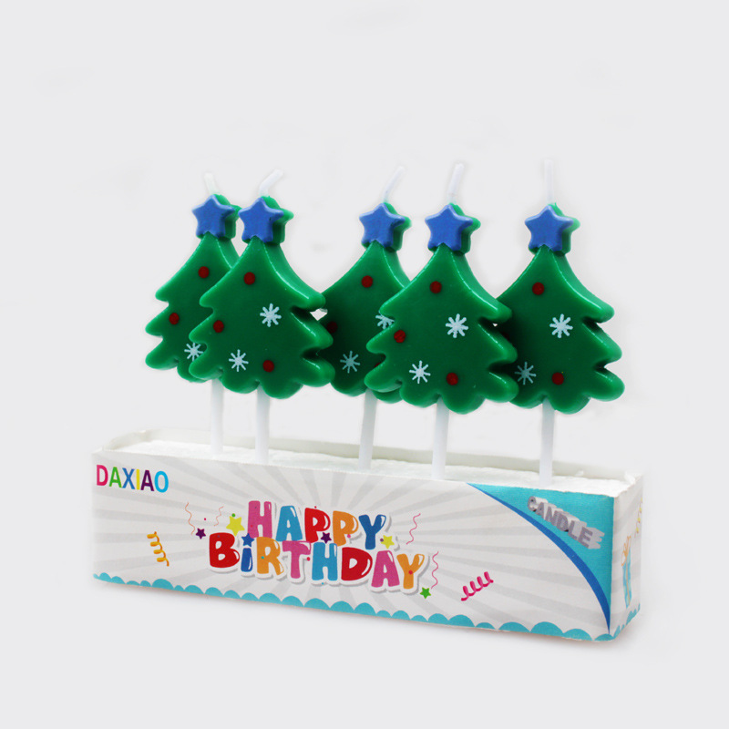 Pastel de cumpleaños transfronterizo velas de Navidad 5 traje de Santa Claus muñeco de nieve árbol decoración para hornear velas de cumpleaños