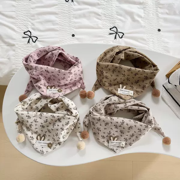 Autumn and Winter Windproof and Warm Kidsren's Triangle Scarf New Baby Scarf Girls Boys Cute Korean Style Trendy Baby Scarf