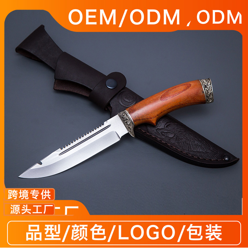 户外直刀 高硬度锋利不锈钢直刀露营登山切削刀防身