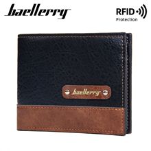 新款跨境钱包男士Baellerry横版短款复古撞色男式拉链钱夹wallet