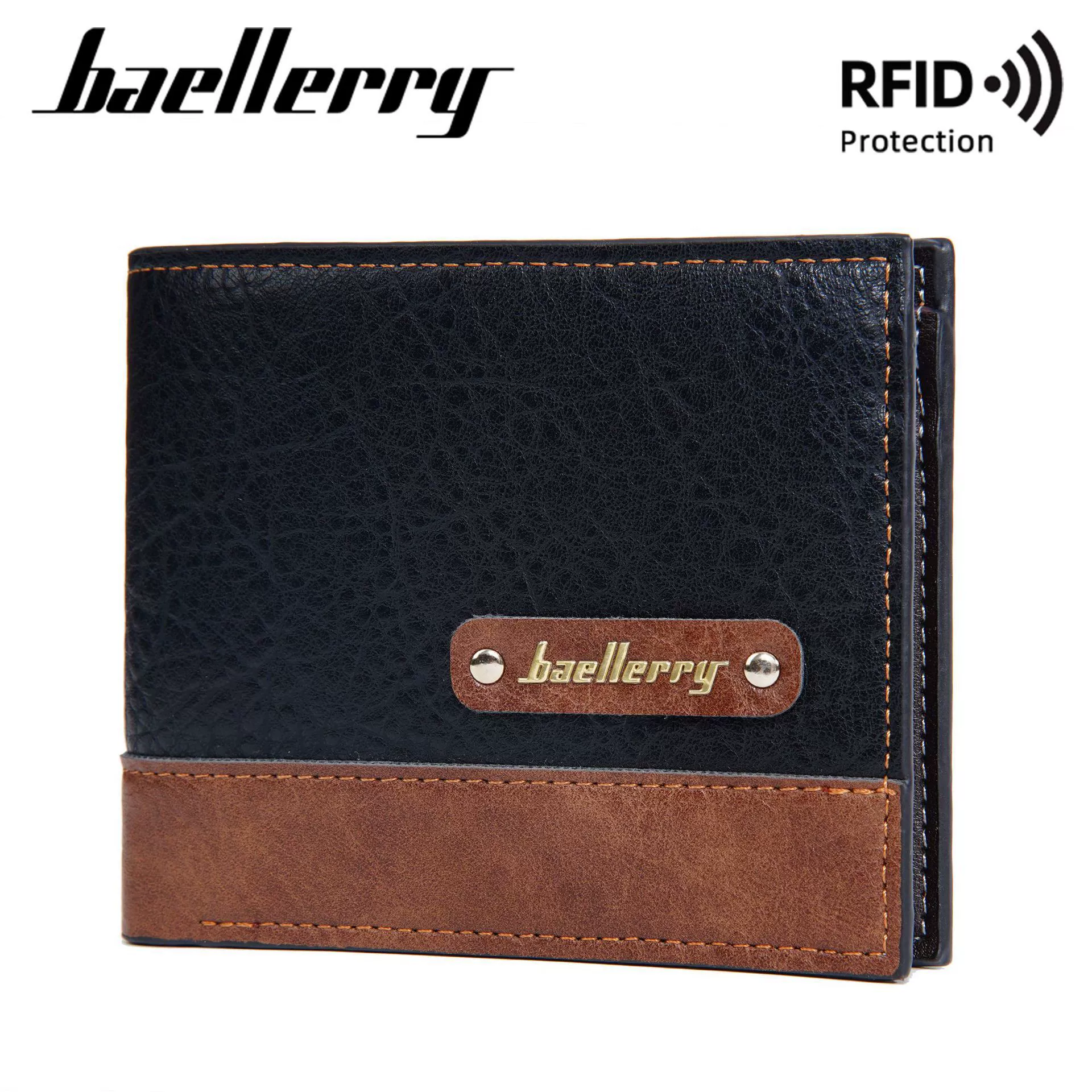 Новый трансграничный кошелек для мужчин Baellerry горизонтальная версия короткая ретро-контрастная мужская молния зажим для денег Wallet