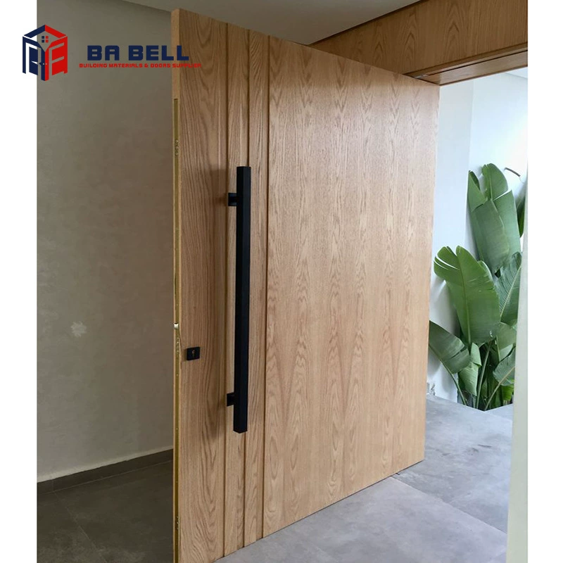 Дверь из массива дерева с вертикальным рисунком шпона, окрашенная многослойная дверь из массива дерева, дверь с эксцентриковыми петлями, дверь из шпона орехового дерева