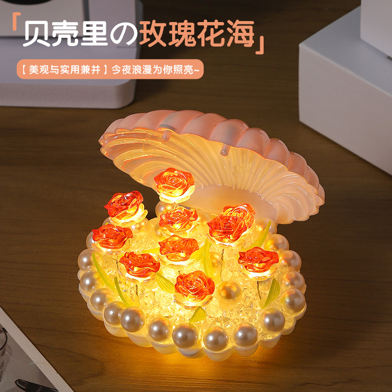 Diybei hecha a mano flores luces nocturnas regalos creativos de mesas de cama luces de atmósfera ornamentos luminosos para enviar a la novia