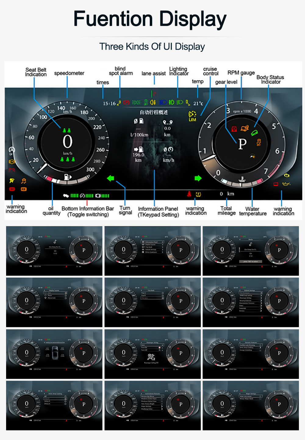 Suitable for Land Rover Range Rover Evoque Discovery 4 Lcd Instrument Upgrade Modification Car Speed and Fuel Gauge Dashboard