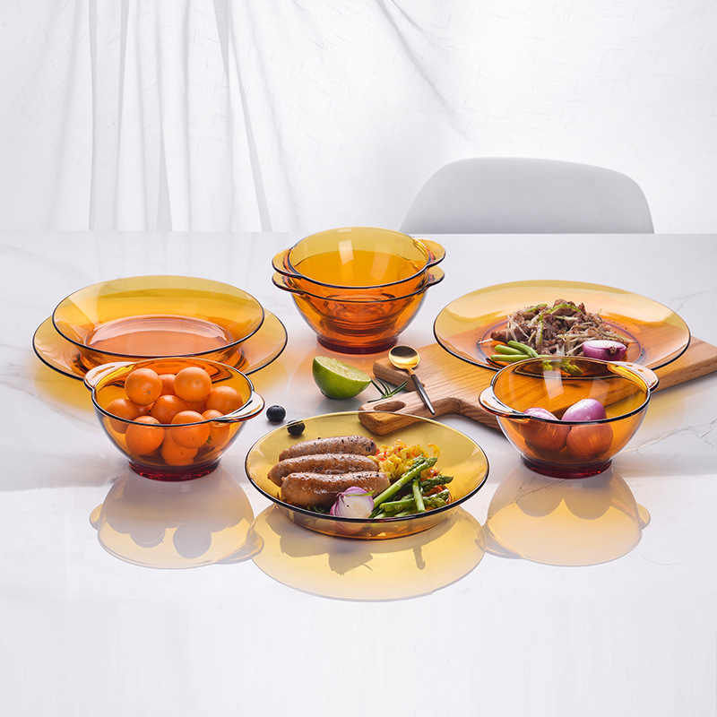 French imported DURALEX doles tempered glass tableware household dishes suit simple heat-resistant 8-piece set
