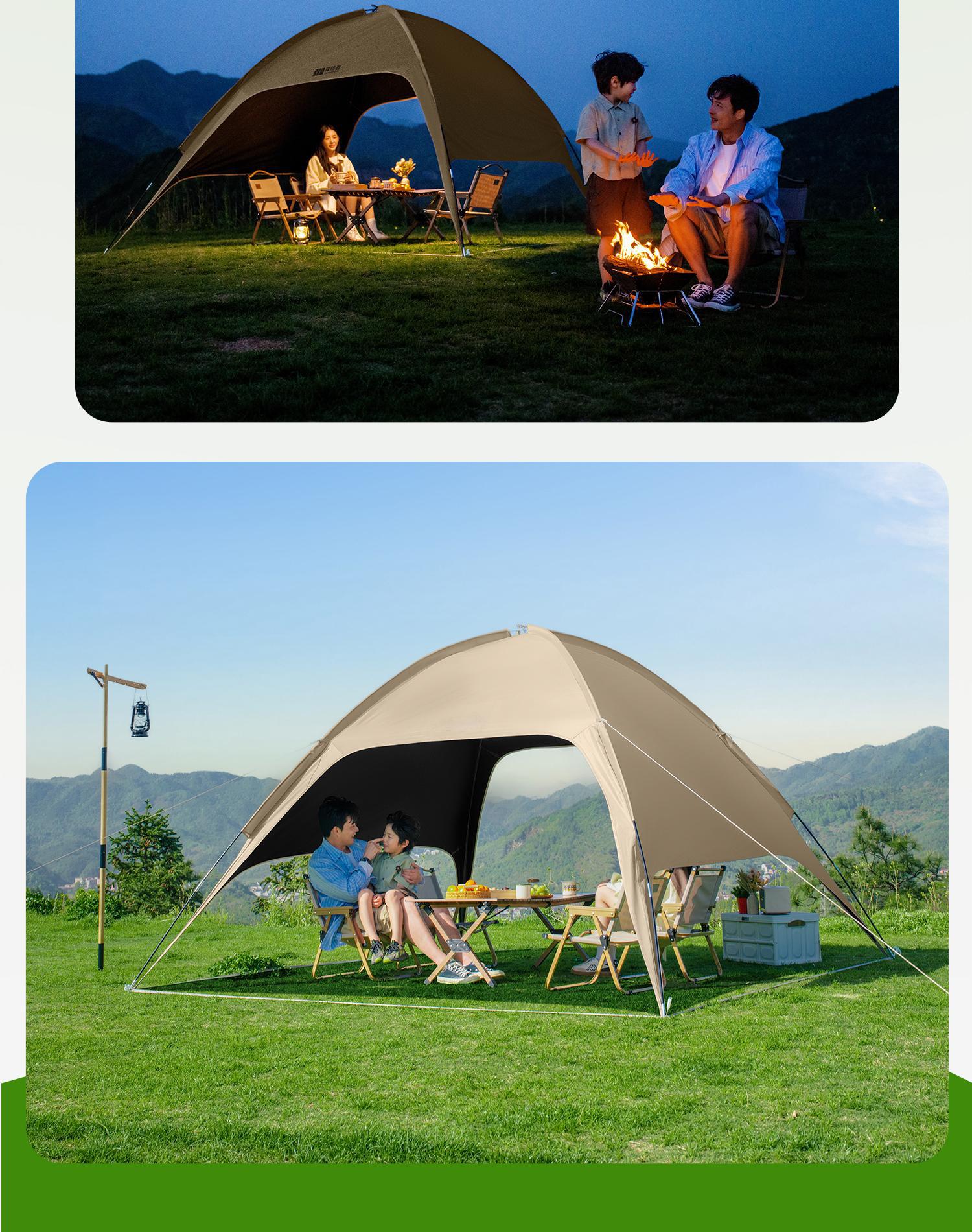 Vinyl Dome Canopy Tent Outdoor Gazebo Camping Rainproof Sunshade Tent with Max Full Blackout