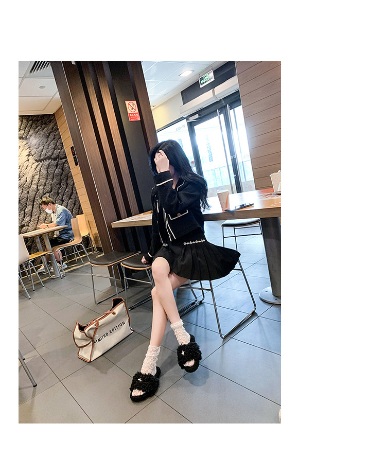 Fada confortável chinelos peludos feminino 2022 outono nova casa peluda de sola grossa outerwear chinelos de algodão de escritório_voghion.com