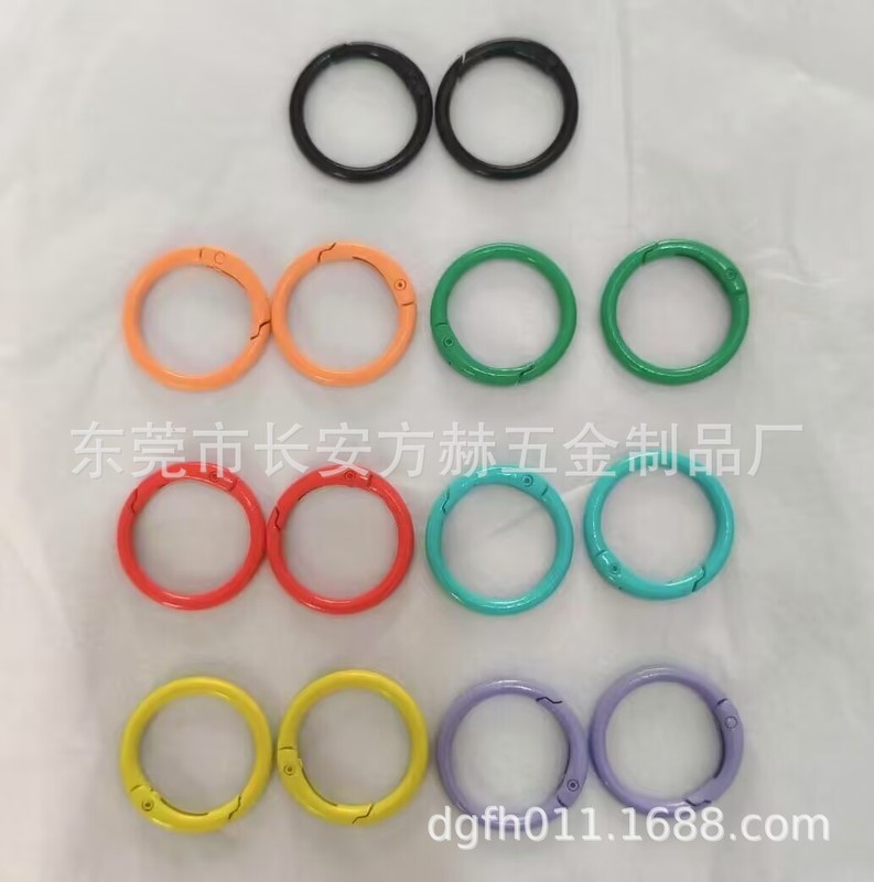 外径33MM彩色金属开口圆圈烤漆锌合金弹簧圈卡圈书圈拉布布钥匙扣|undefined