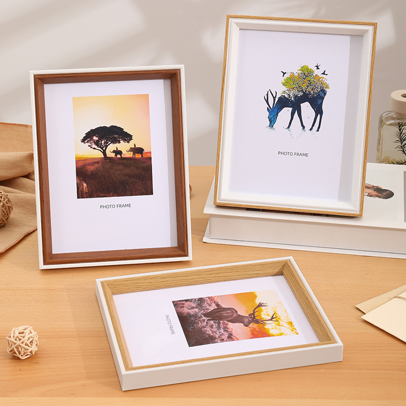 Photo frame wholesale wooden table photo wall 6 inch 7 inch 8 inch a4 creative simple art calligraphy puzzle frame