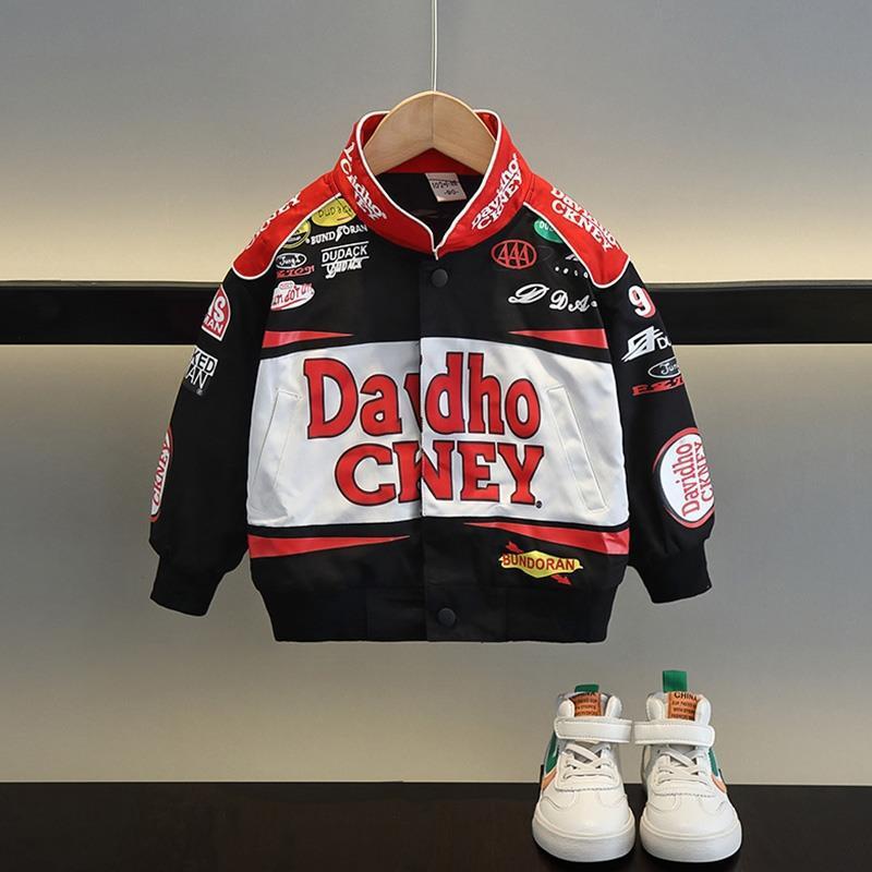 2024 새로운 소년 코트 봄과 가을 재킷 최고의 어린이 봄 옷 인터넷 인기있는  잘 생긴 바이커 옷