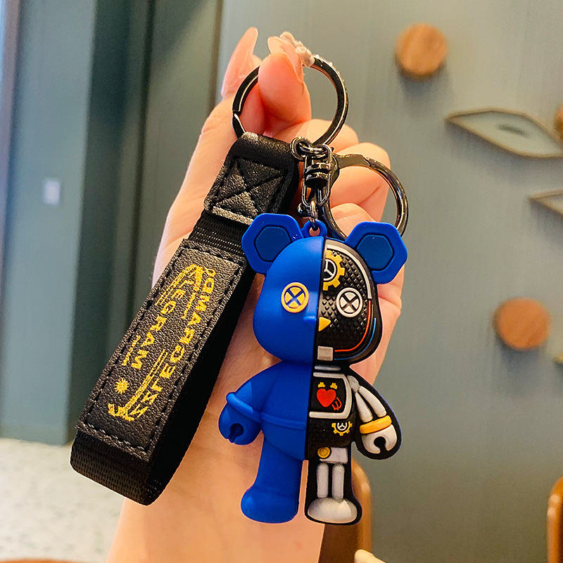 Oso mecánico llavero muñeca colgante coche llavero accesorios hombres y mujeres bolso muñeca adornos pequeño regalo al por mayor