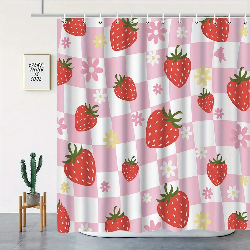 Amazon Strawberry Fresh Style Cartoon Digital Print Shower Curtain Bathroom Toilet Shower Partition Curtain Customizable Amazon Strawberry Fresh Style Cartoon Digital Print Shower Curtain Bathroom Toilet Shower Partition Curtain Customizable