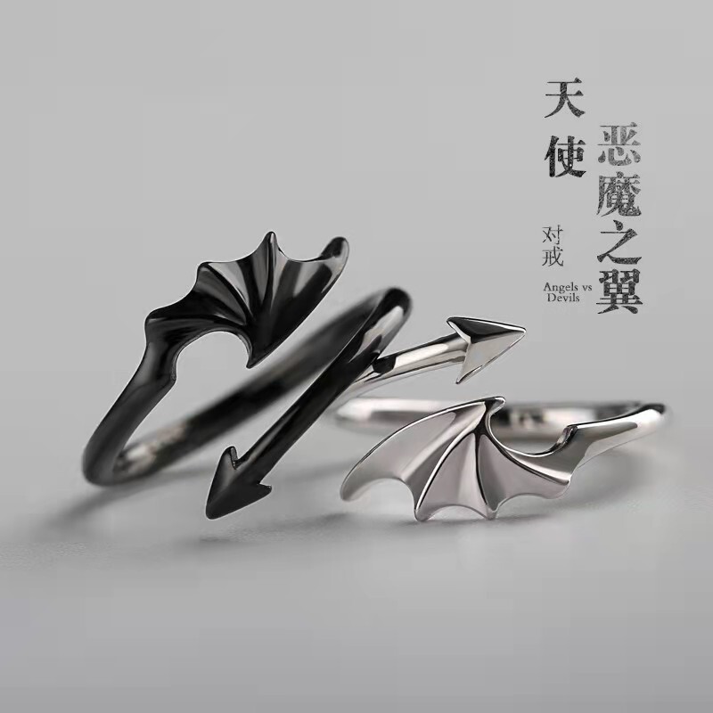 Angel Devil Ring for Men and Women Kiss Ring for Bridge of Sighs Female Couple Ring for Students