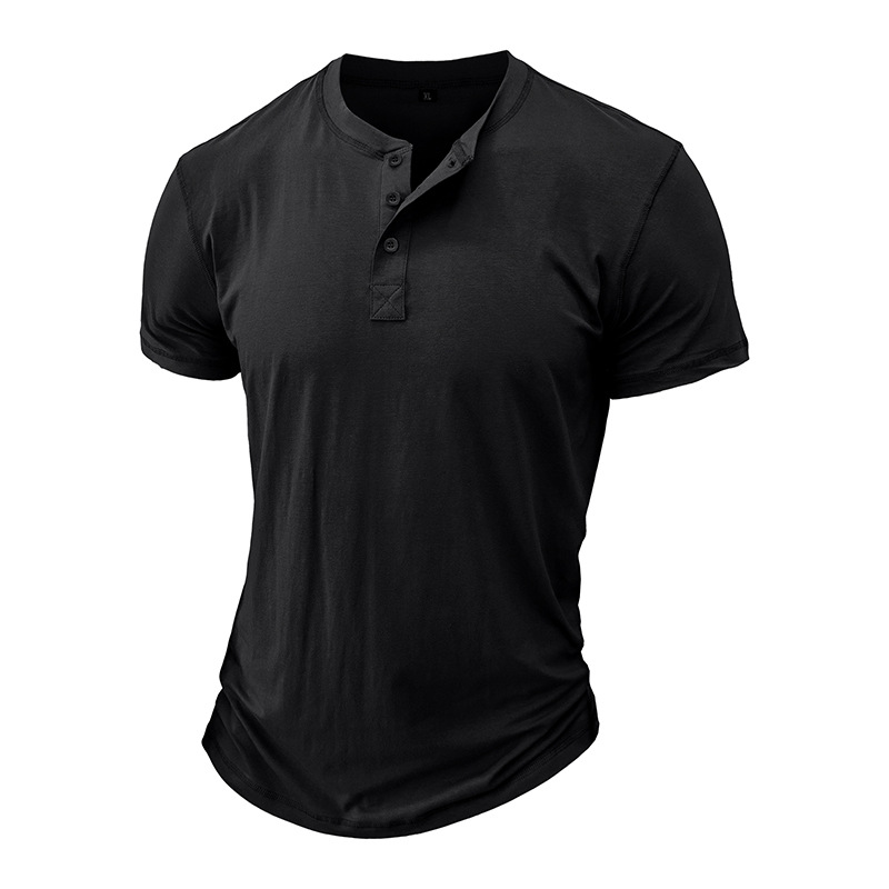2024 verano europeo y americano hombres cuello redondo Camiseta de manga corta Comercio exterior hombres Henry camisa transfronteriza hombres camiseta superior