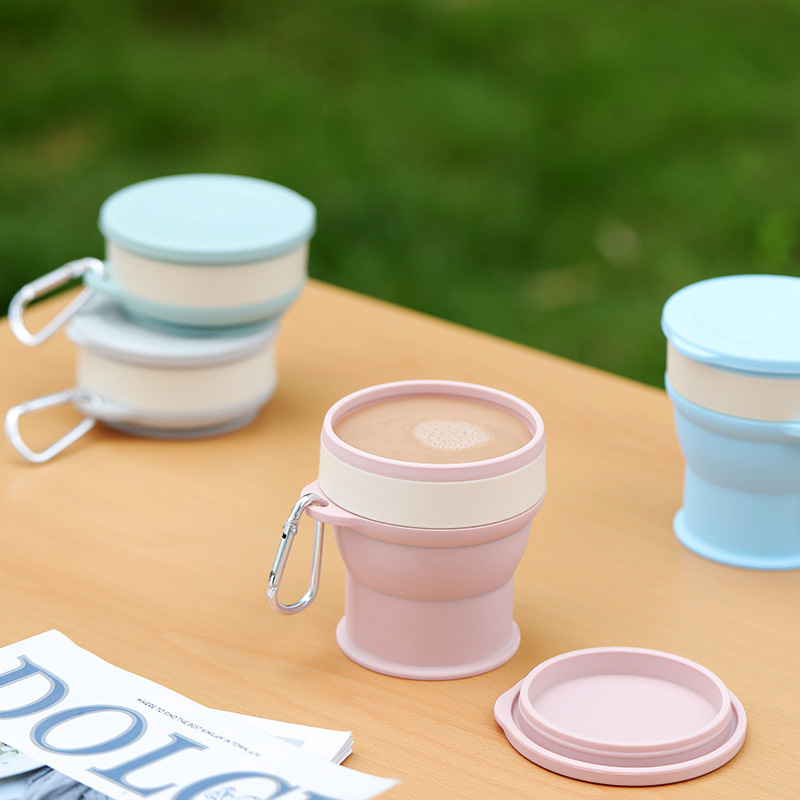 Taza de agua plegable viaje portátil taza de café portátil taza de compresión de campamento al aire libre taza de silicona retráctil