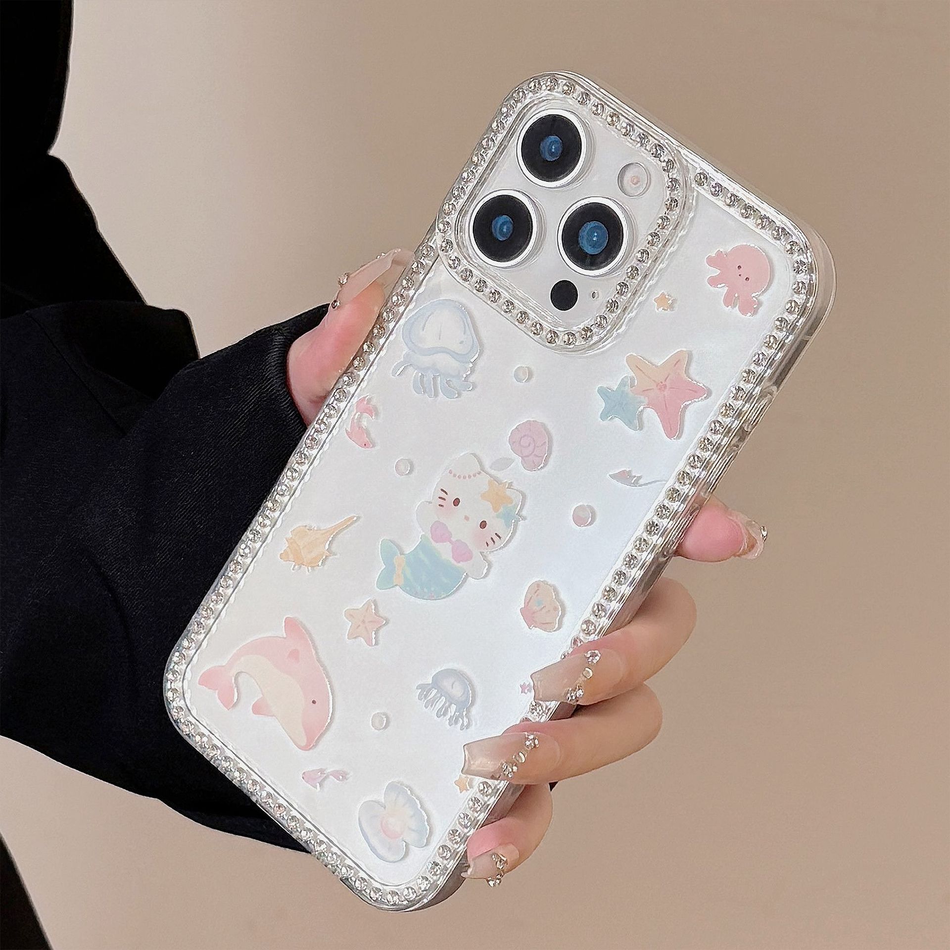 Verano de dibujos animados sirena KT para iPhone15/16 funda para teléfono móvil 14ProMax nuevo 16Pro chica 13PM