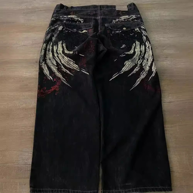 Cross-Border E-Commerce Streetwear Jeans Y2K Pants Hip-Hop Embroidered Loose Jeans Men Harajuku