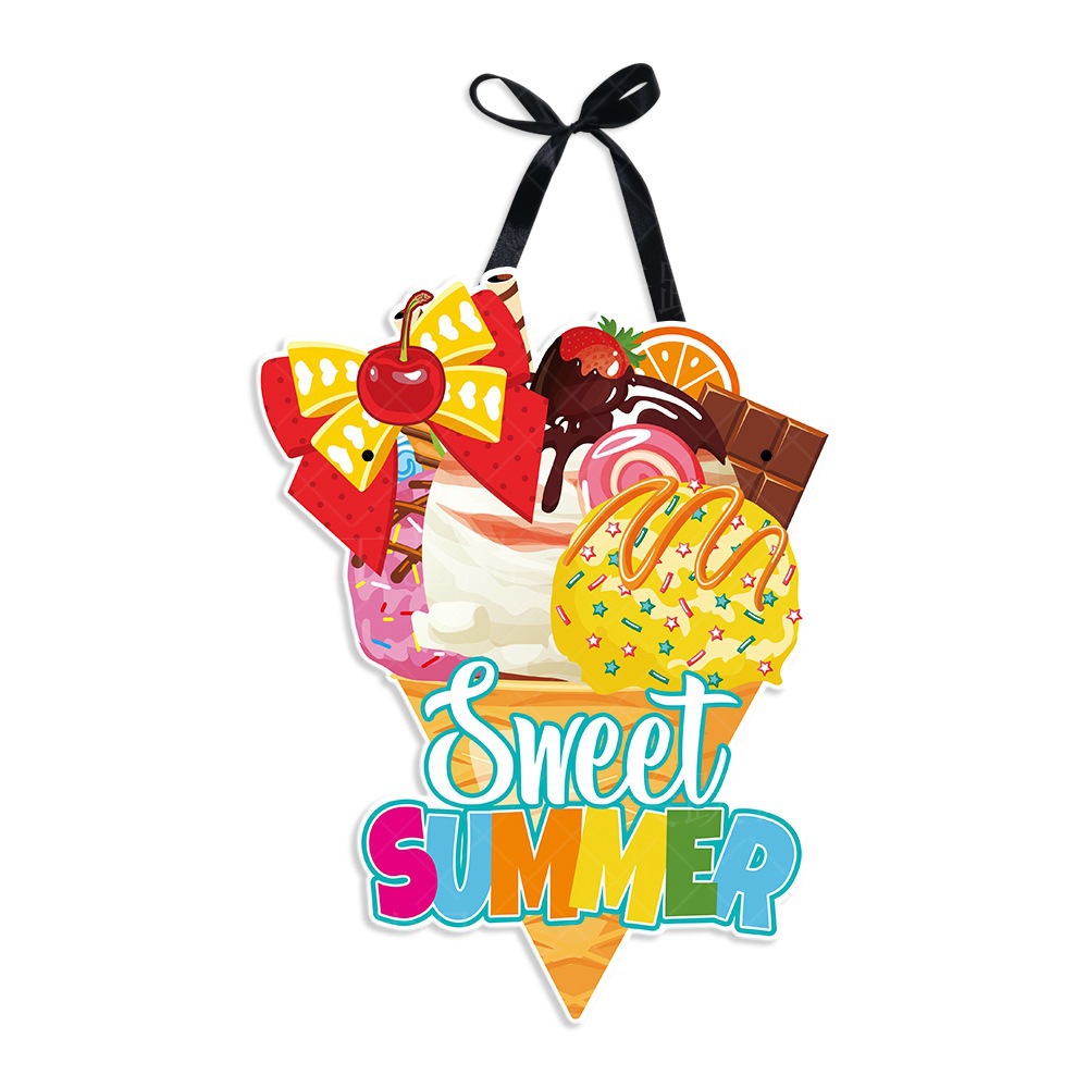 Nueva decoración hawaiana puerta colgante etiqueta verano fiesta escena diseño helado colgante