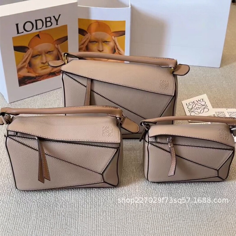 high quality Luojia puzzle geometric bag soft leather stitching square bag messenger bag high-end portable pillow bag for women