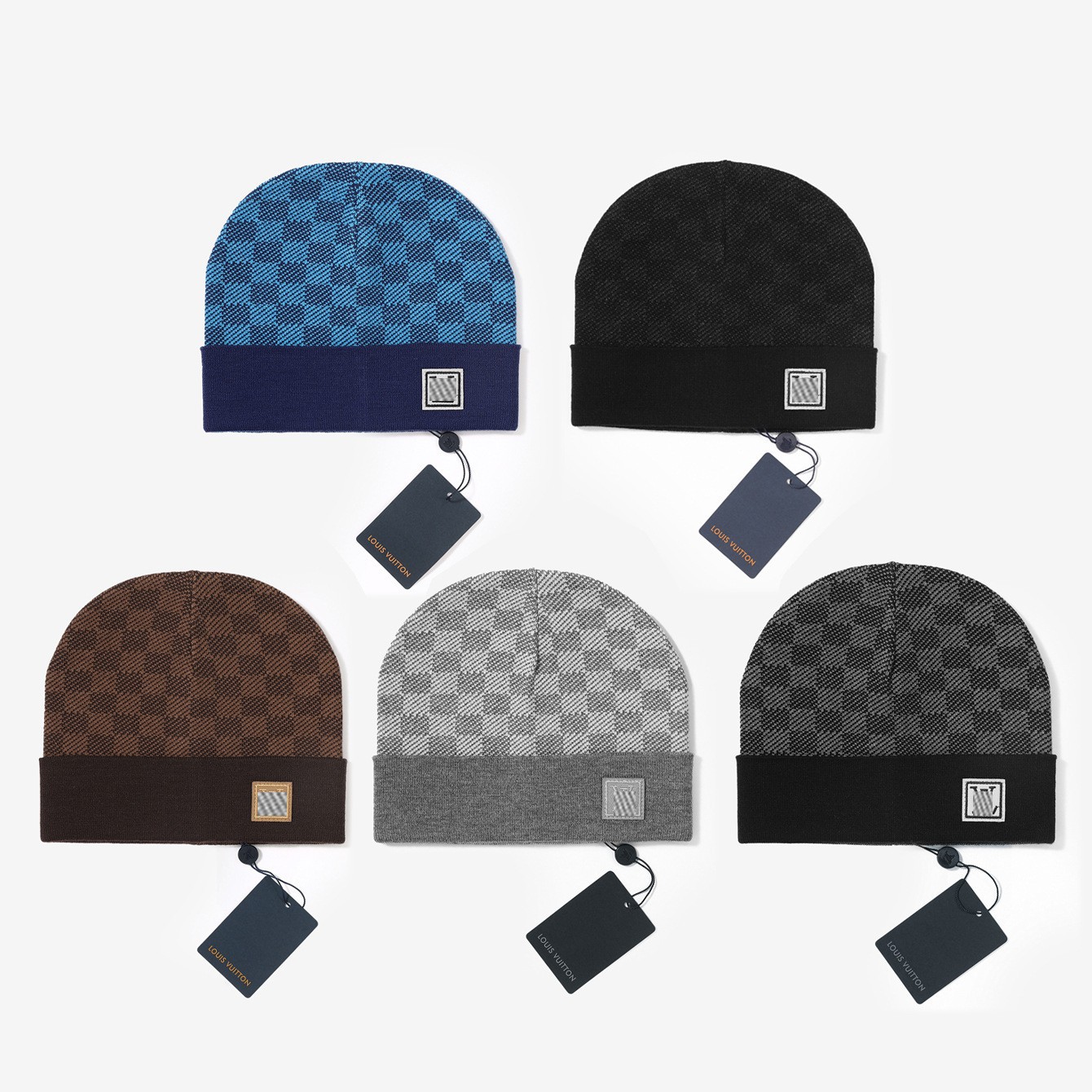 L Brand Plaid Hat for Men and Women, Autumn and Winter Versatile Knit Hat, Elastic Beanie, Outdoor Warm Headwrap, Cold Weather Hat