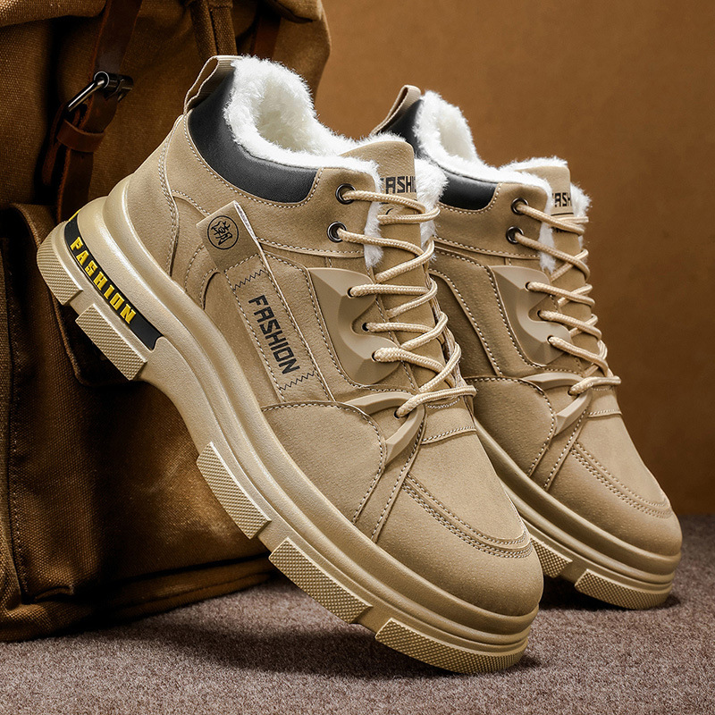 Botas de algodón para hombres de invierno, nuevos tipos de terciopelo extra grueso, calentamiento antifrío y desgaste, zapatos de algodón para hombres