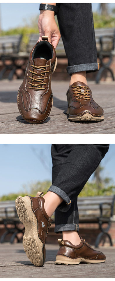 Giày lười nam thủ công da PU đế bằng cổ thấp cỡ lớn phong cách ngoài trời — 8727 màu kaki, 8727 màu đen, 8727 nâu nhạt, 8727 nâu sẫm chi tiết 14