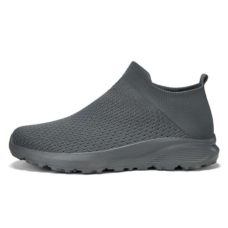 2025 New Cross-Border Large Size Dad Shoes Chinese Socks Shoes Wide Version Fly Knit Sports Shoes Men's Slip-On Mesh Shoes Men