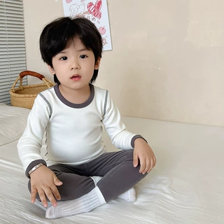儿童温芯绒发热保暖内衣套装秋冬新款男女童厚款秋衣秋裤家居服