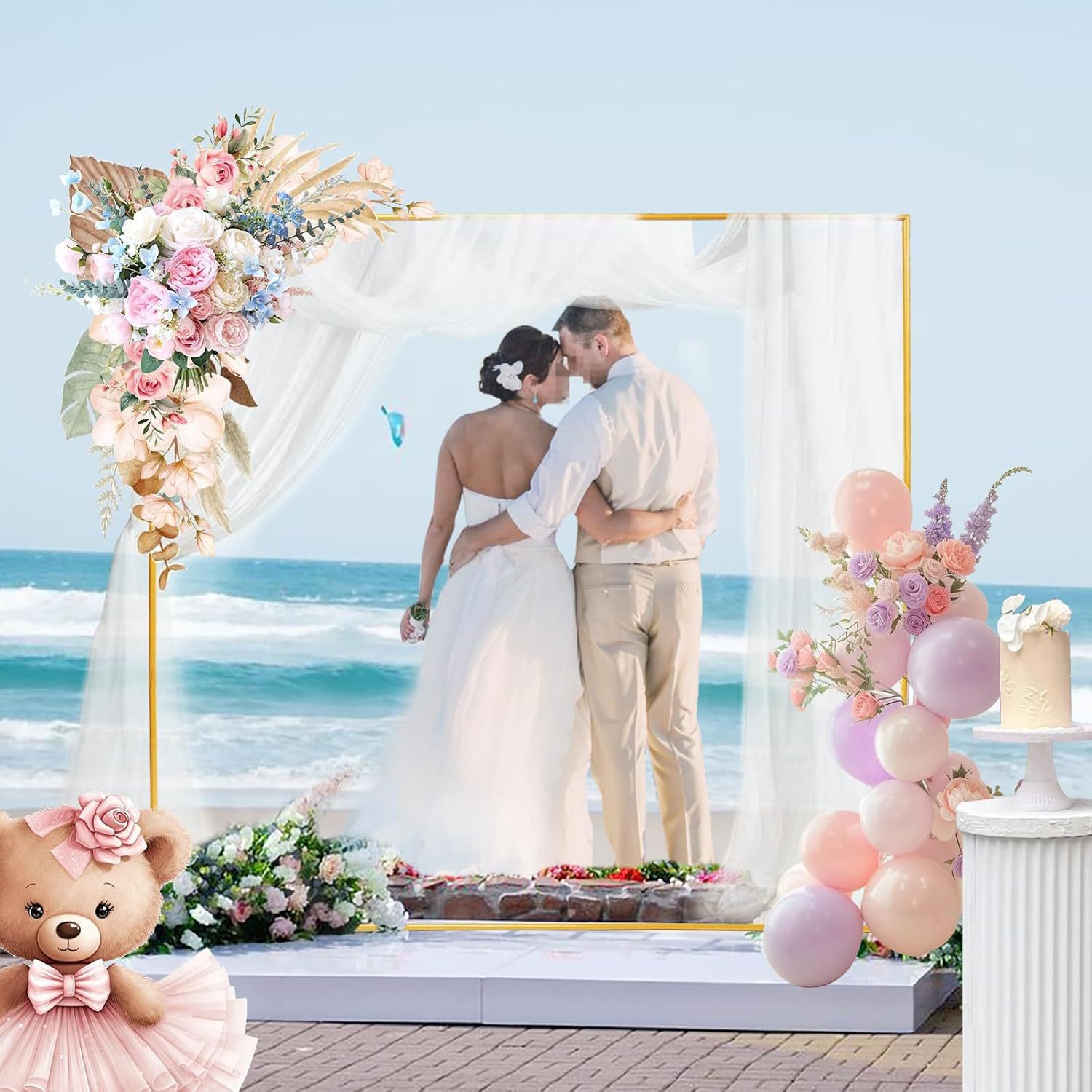 arco cuadrado de metal soporte de boda marco de hierro forjado marco de hierro especial de fondo decoración de bodas estante de flores props