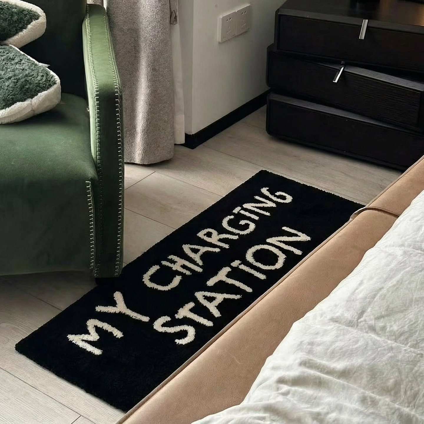 Tapis de chevet original, simple et épais, tapis de sol absorbant long pour salle de bain, tapis de sol antidérapant pour canapé dans la chambre_voghion.com