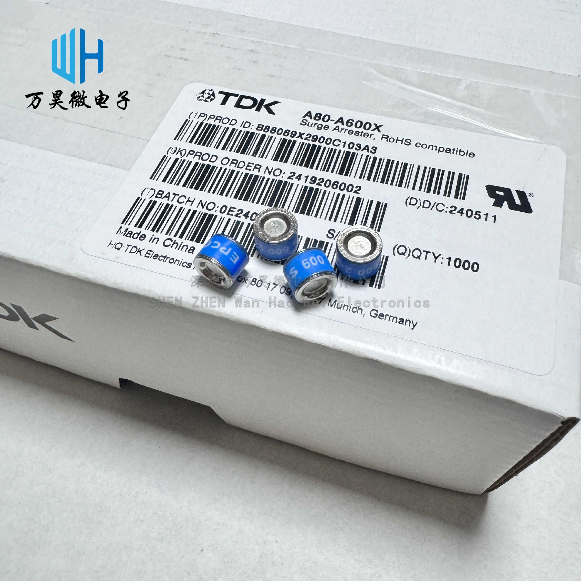 A80-C90XSMD原装EPCOS放电管A80-A600X 90V 600V 20KA TDK防雷管