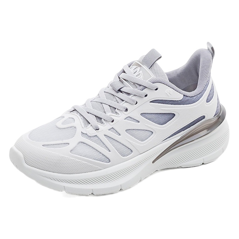 Zapatos deportivos de malla transpirables para parejas, zapatos para correr versátiles de suela blanda, zapatos blancos informales unisex F8825 image 1