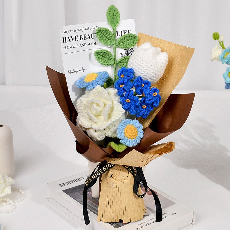 Flor de lana tejida a mano ramo de flores de girasoles flores de punto flor de simulación comercio exterior transfronterizo amazona