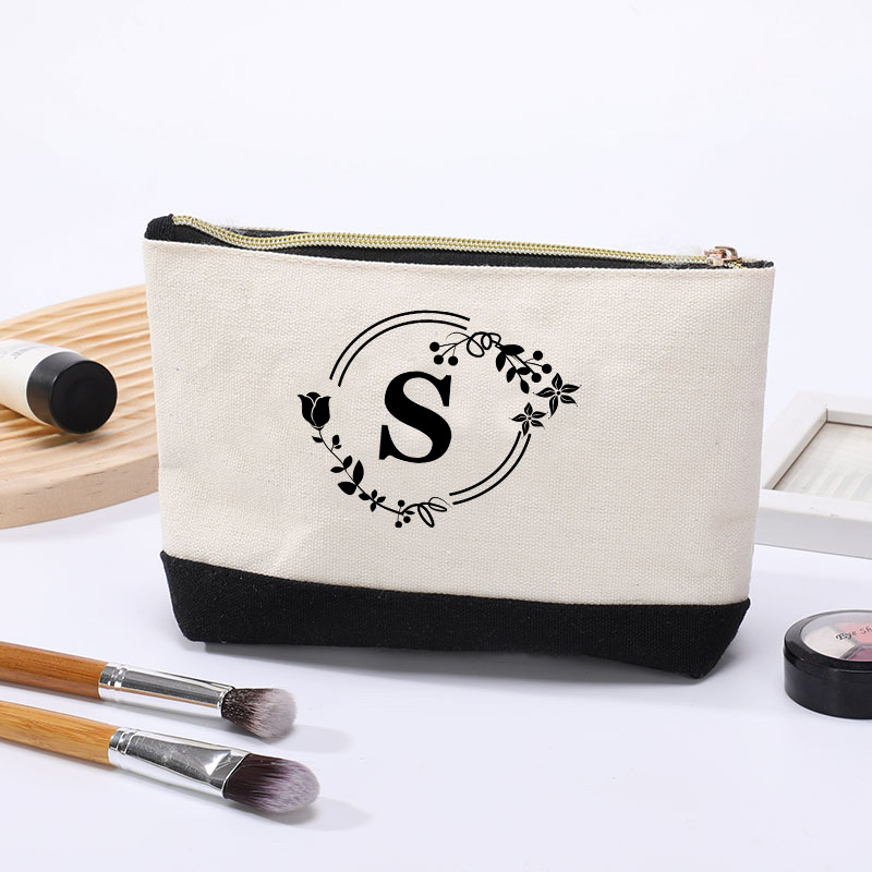 Canvas zipper coin purse, letter printed storage toiletry makeup key bag, phone bag_voghion.com