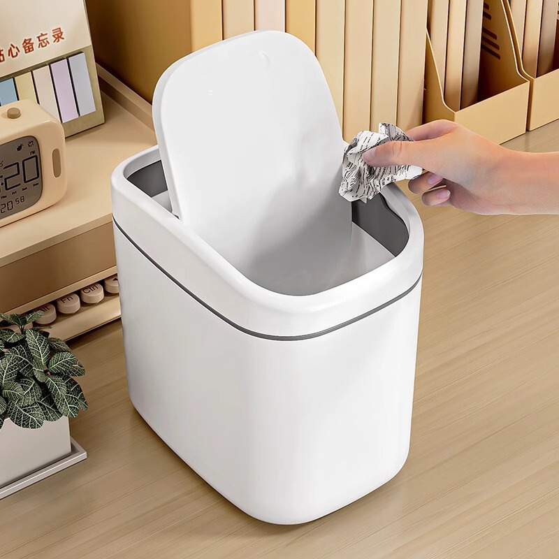 Desktop Plastic Crock Lid Trash Can Household Desktop small size Mini Trash Can Creative European Style Living Room Trash with Lid