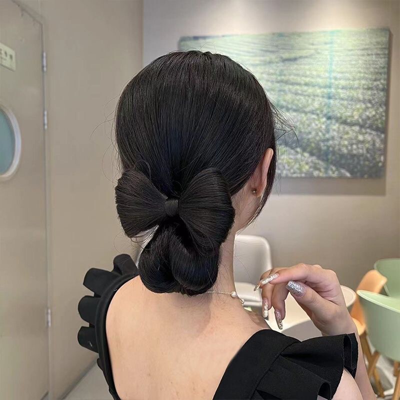 Bowknot Duckbill Clip Bun Wig for Women Cute Realistic Hair Sweetheart Hot Girl Lazy Updo Fluffy Magic Tool Bowknot Duckbill Clip Bun Wig for Women Cute Realistic Hair Sweetheart Hot Girl Lazy Updo Fluffy Magic Tool